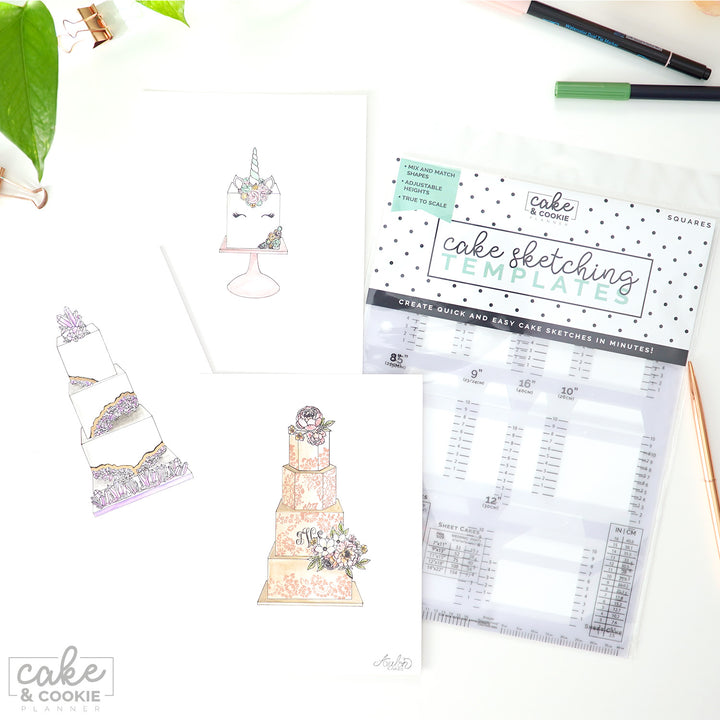 Square Cake Sketching Templates v 2.0