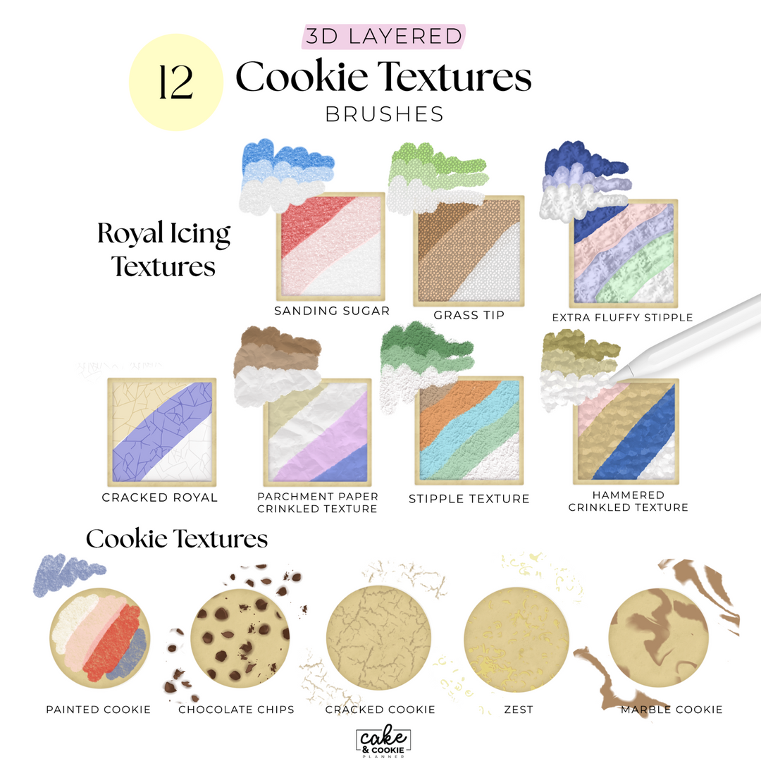 Cookie Patterns & Textures Brushes - Cookie Sketching Design Tools for Procreate
