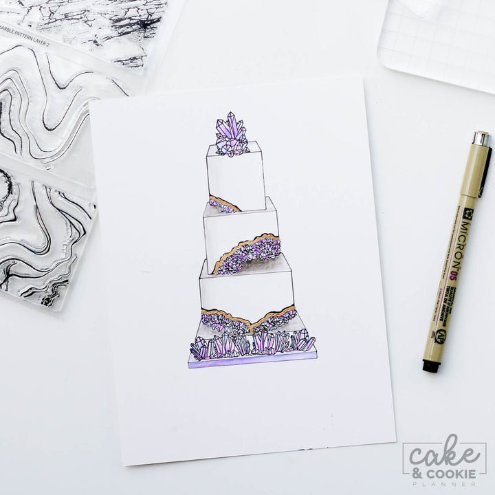 Cake Sketching Stamps - Geode, Minerals and Marble Set