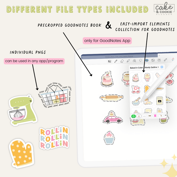 Baking Illustrations Pack - Baked in Color - Digital Planner Stickers