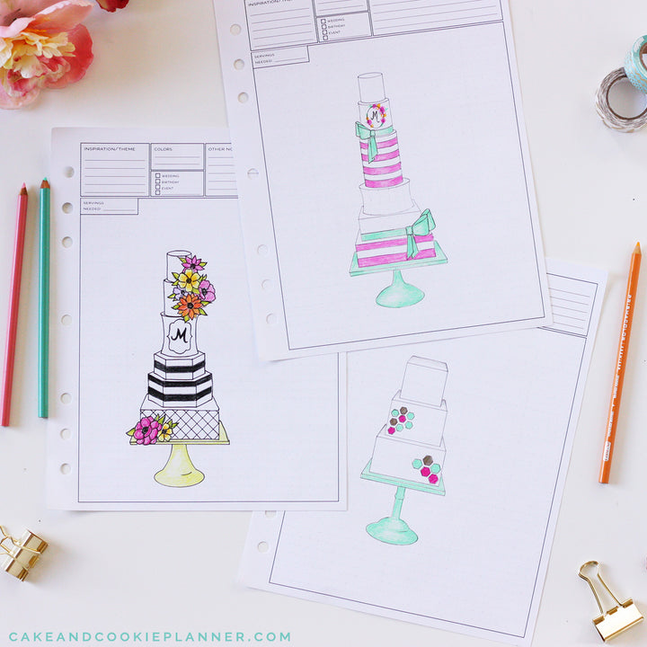 Round Cake Sketching Templates