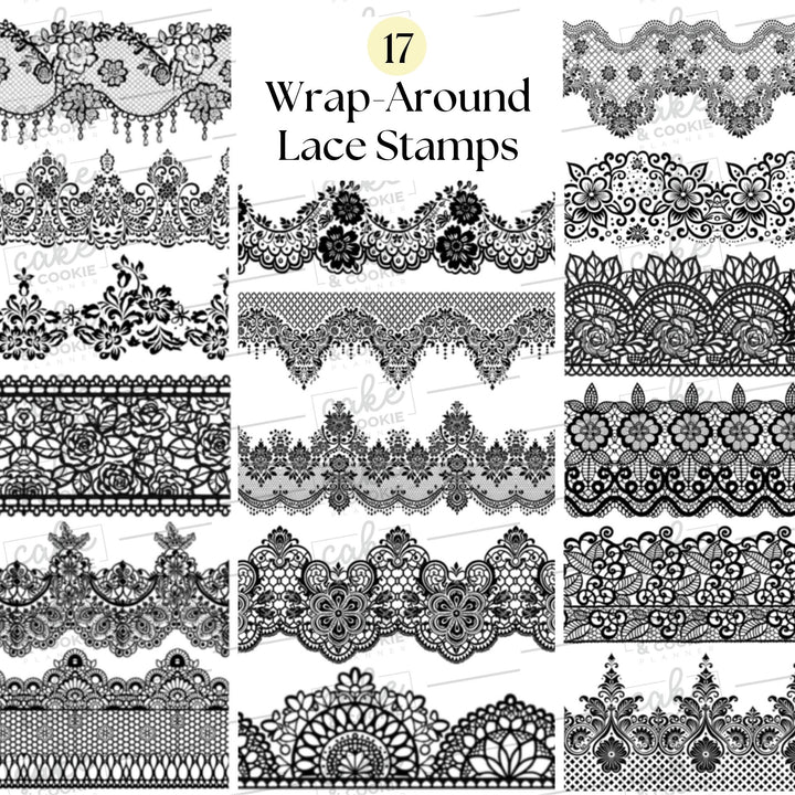 Romantic Lace Cake Stencils & Mat Procreate Stamps Pack - Digital Cake Sketching