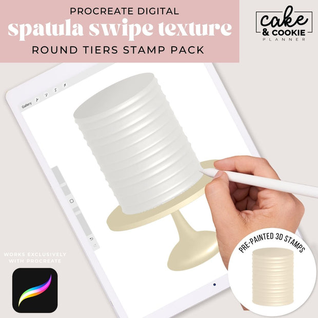 Spatula Swipe Texture Cakes Procreate Pack - Digital Cake Sketching