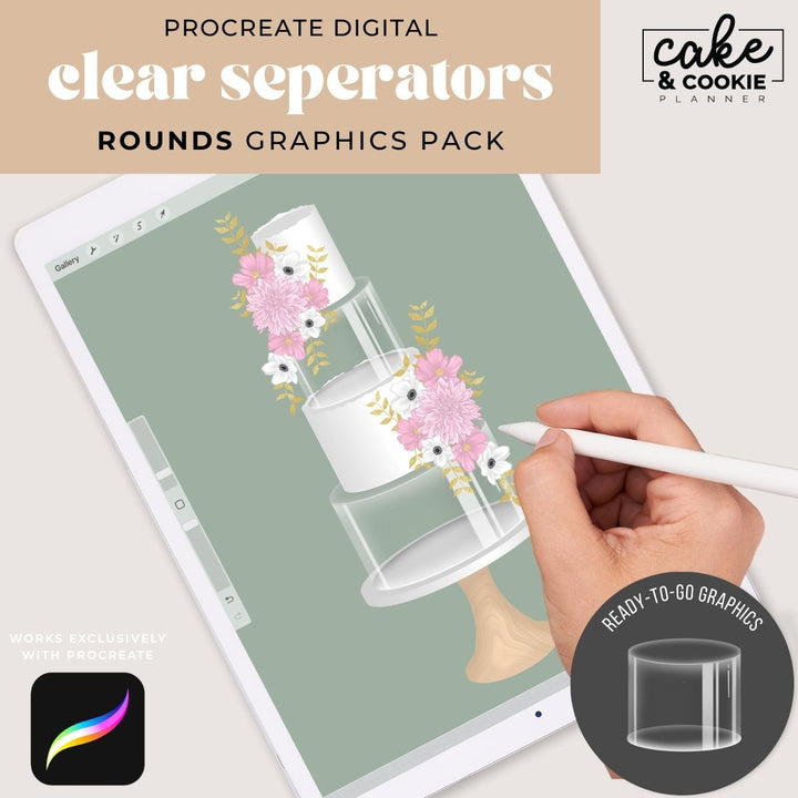 Clear Cake Round Separators Procreate Pack - Digital Cake Sketching