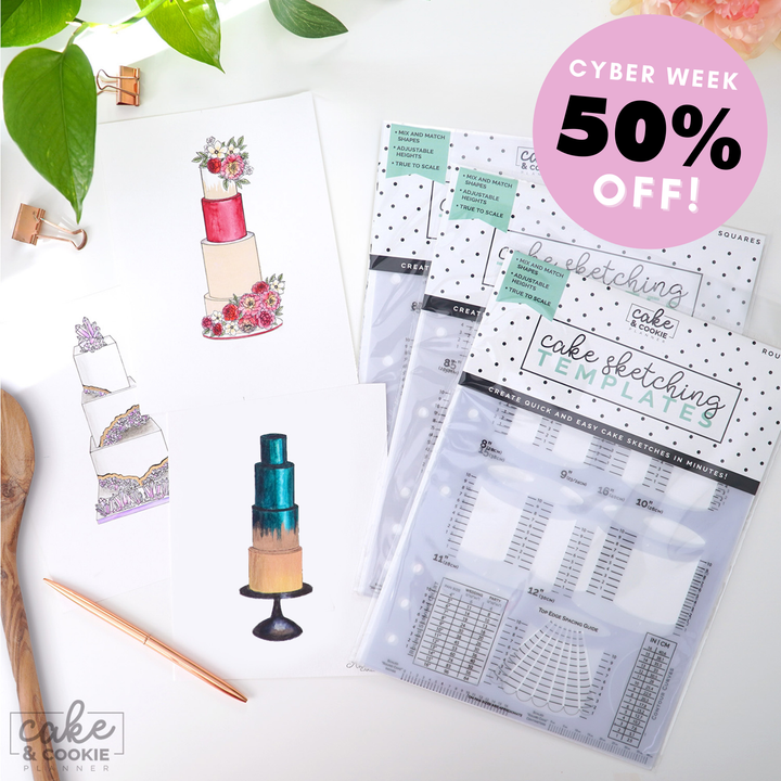 Essentials Cake Sketching Templates BUNDLE - Rounds, Squares & Elements
