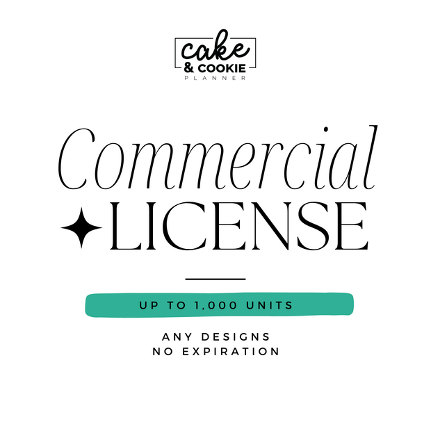 Commercial License - 1000 unit end products - Cake and Cookie Planner