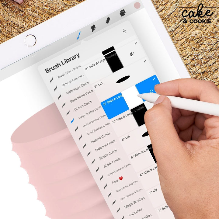 Scalloped Combs ECG Cakes Procreate Pack - Digital Cake Sketching