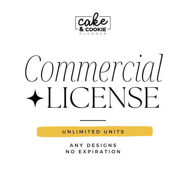 Commercial License - UNLIMITED unit end products - Cake and Cookie Planner