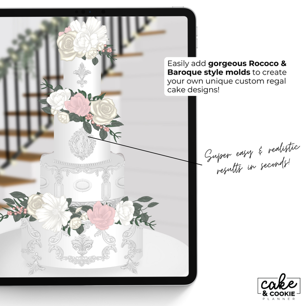 Baroque and Rococo Mold Procreate Stamps Pack - Digital Cake Sketching