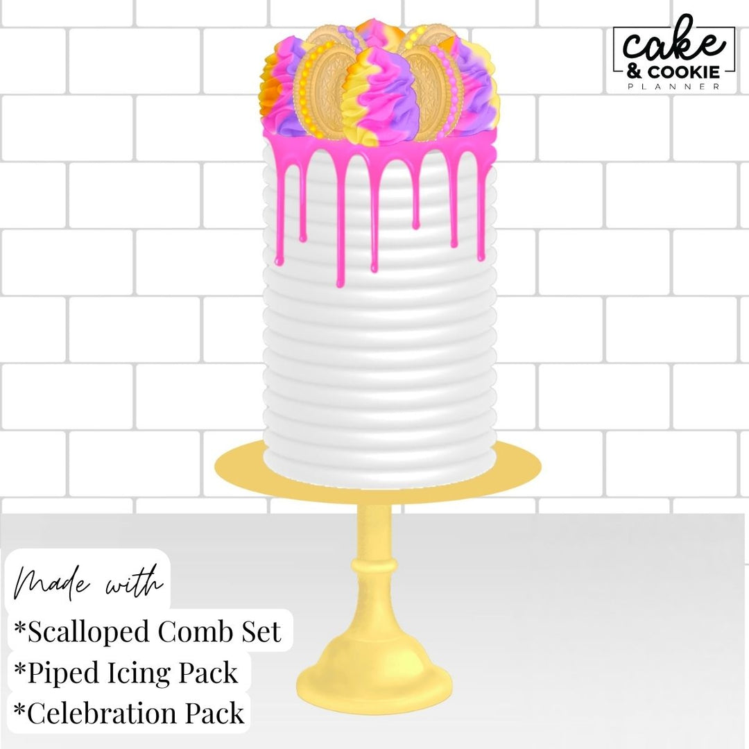 Scalloped Combs ECG Cakes Procreate Pack - Digital Cake Sketching