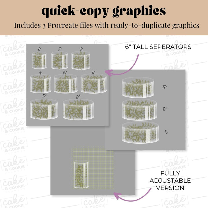 Clear Cake Round Separators Procreate Pack - Digital Cake Sketching