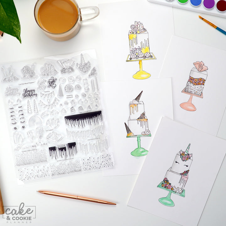 Cake Sketching Stamps - Celebration Set