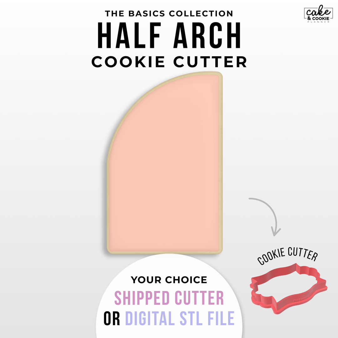 Image of cookie cutter in the shape of a Half Arch