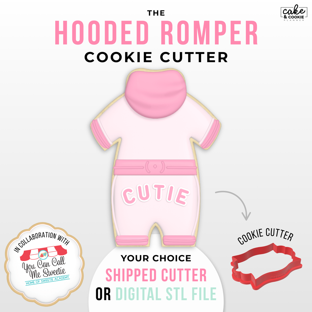 Image of cookie cutter in the shape of a Hooded Romper