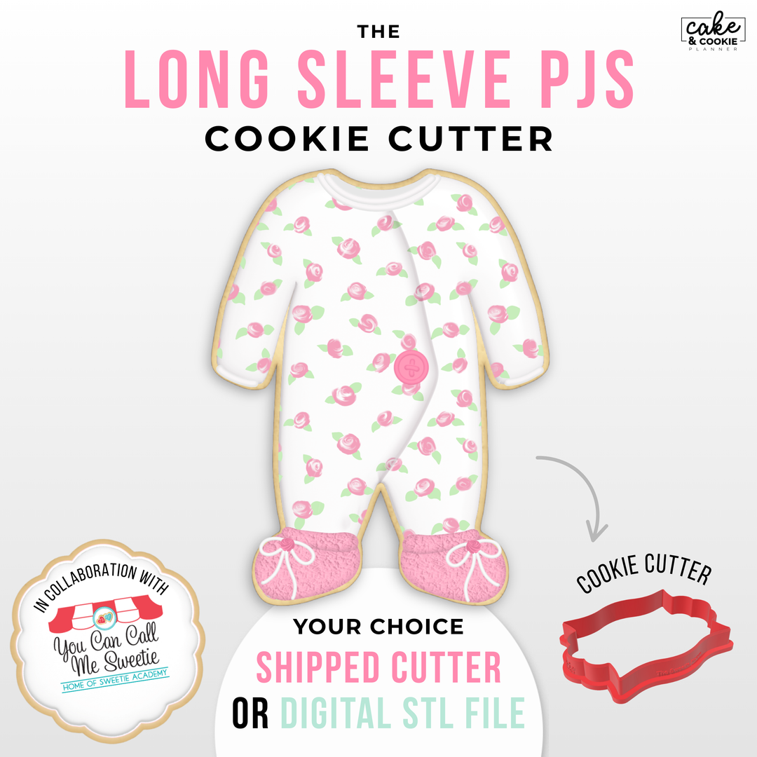 Image of cookie cutter in the shape of a Long Sleeve PJs