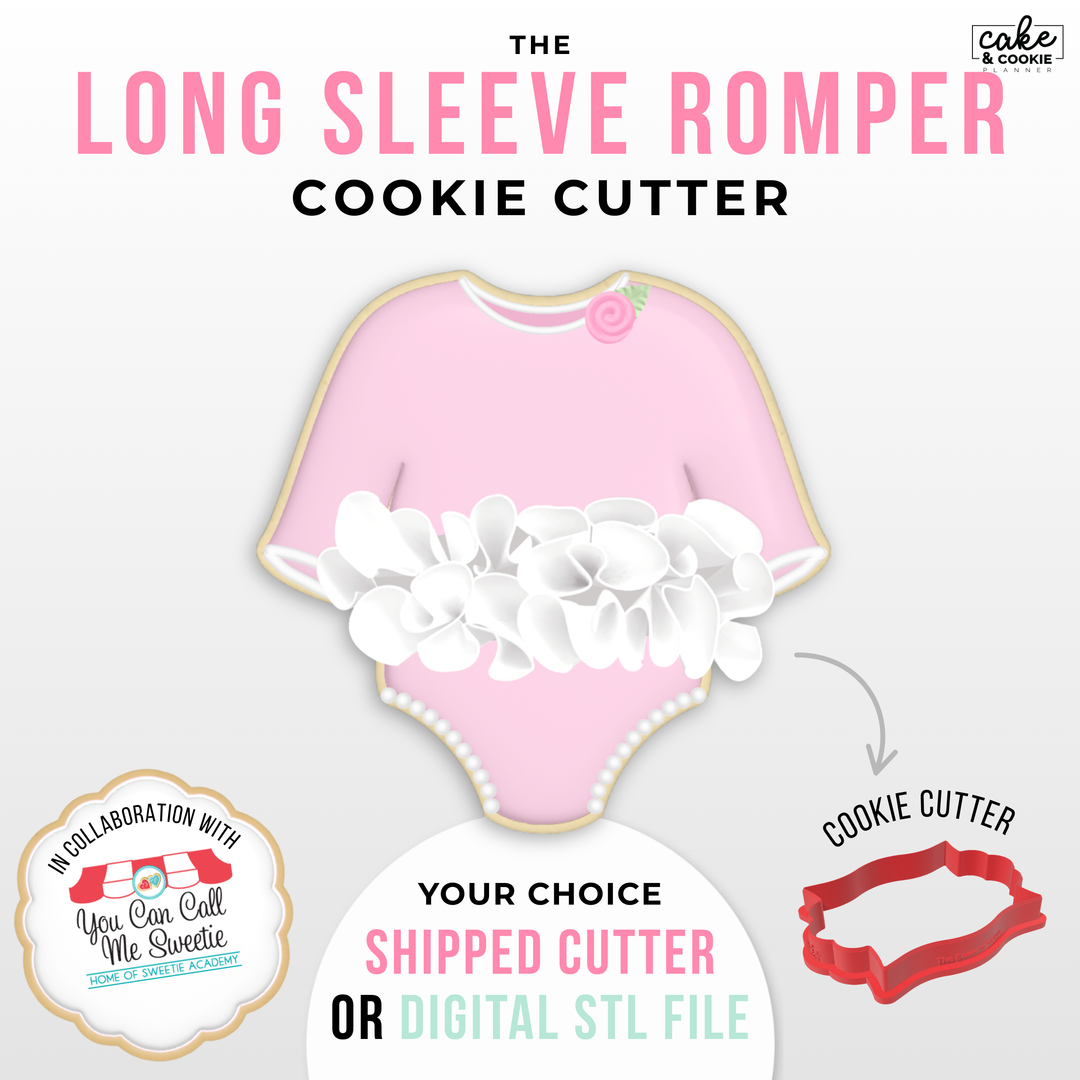 Image of cookie cutter in the shape of a Long Sleeve Romper