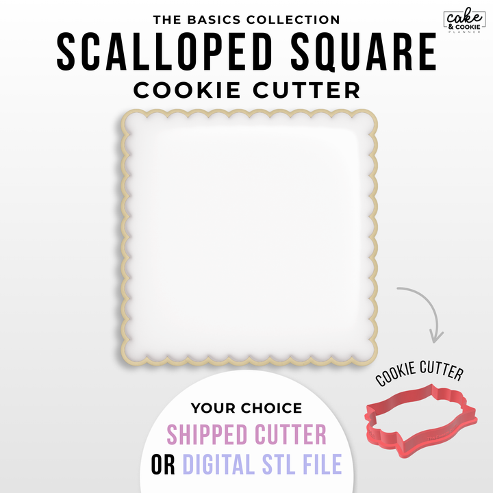 Image of cookie cutter in the shape of a Scalloped Square