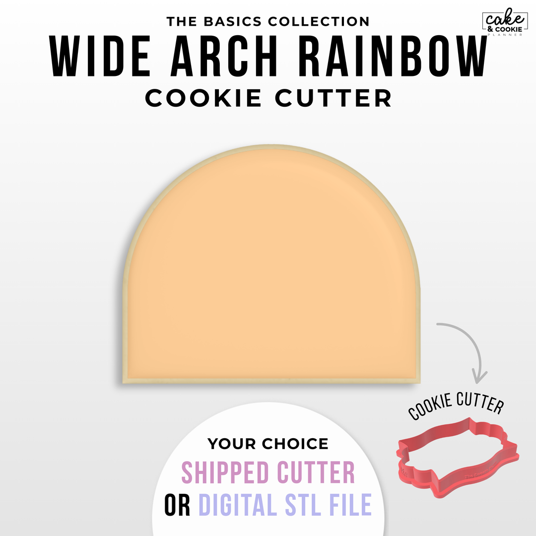 Image of cookie cutter in the shape of a Wide Arch Rainbow