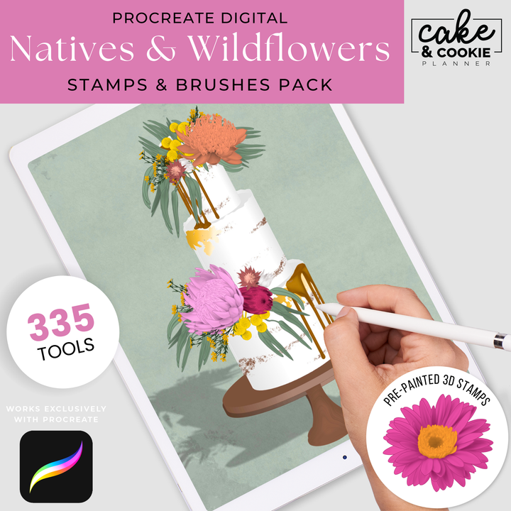 Natives & Wildflowers Edition - Flowers & Foliage Procreate Pack - Digital Cake Sketching