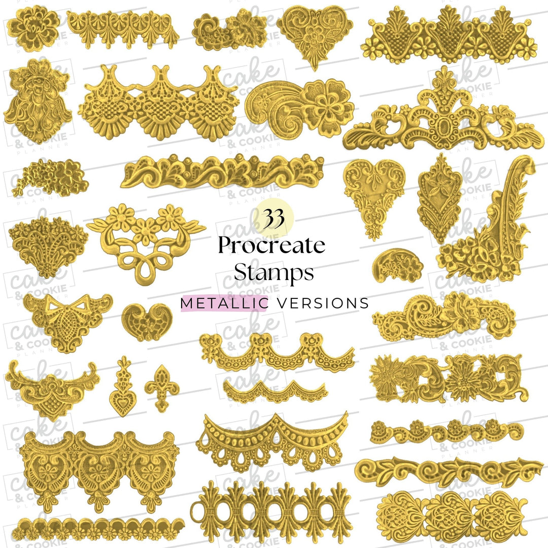 Lace Applique Marvelous Molds Procreate Stamps Pack - Digital Cake Sketching