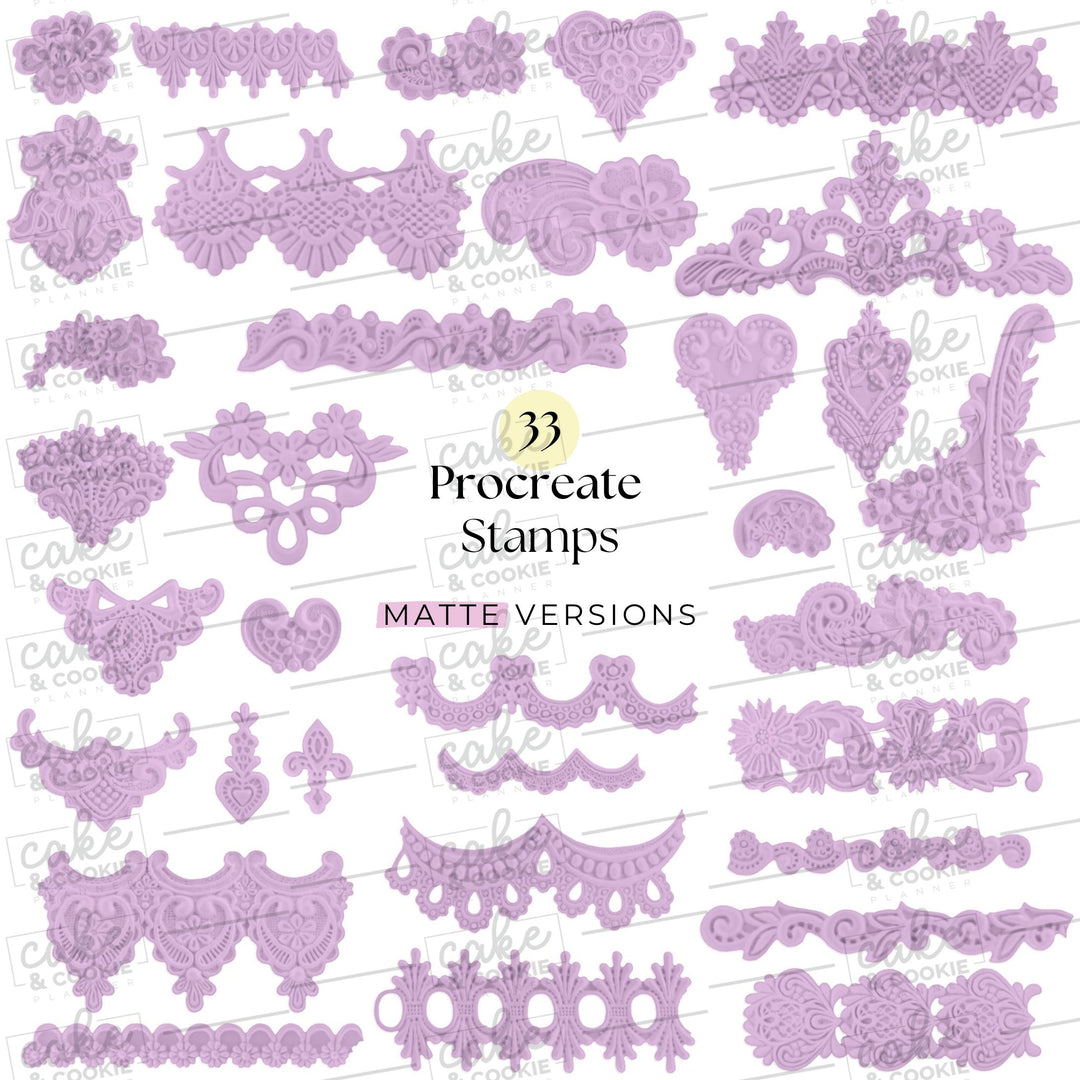 Lace Applique Marvelous Molds Procreate Stamps Pack - Digital Cake Sketching