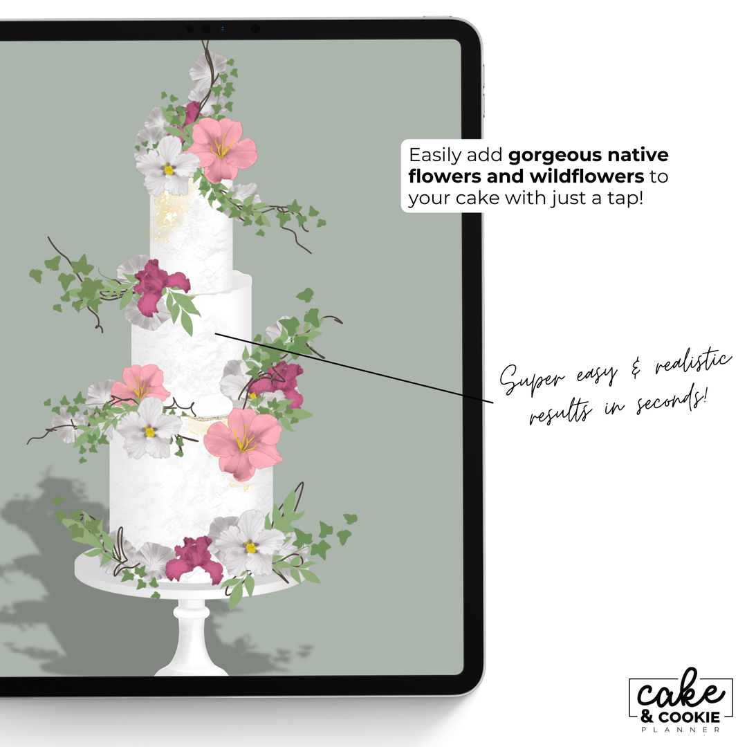 Natives & Wildflowers Edition - Flowers & Foliage Procreate Pack - Digital Cake Sketching