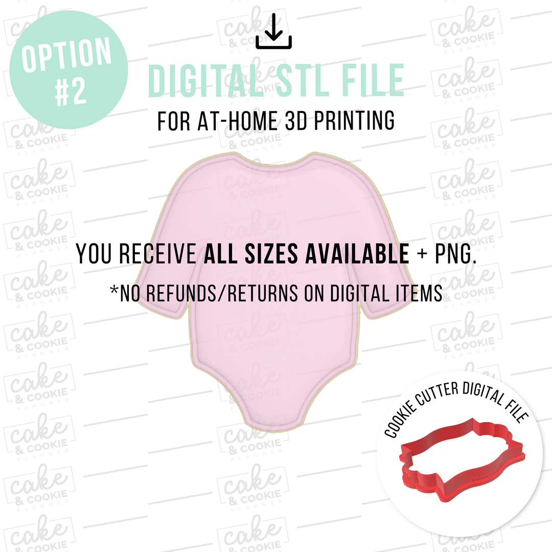 Long Sleeve Romper Cookie Cutter - Shipped or STL File