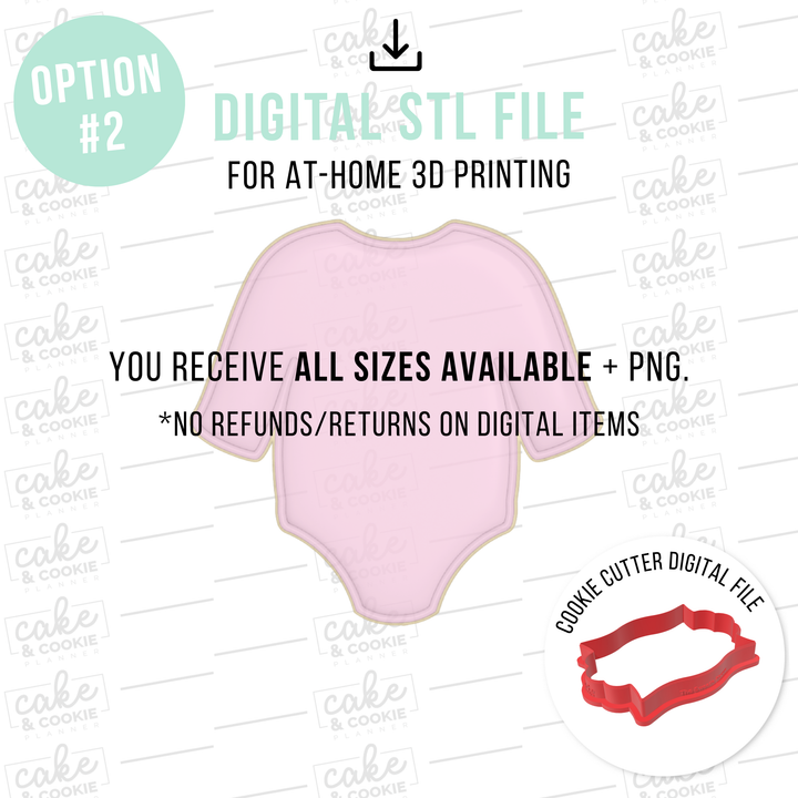 Long Sleeve Romper Cookie Cutter - Shipped or STL File