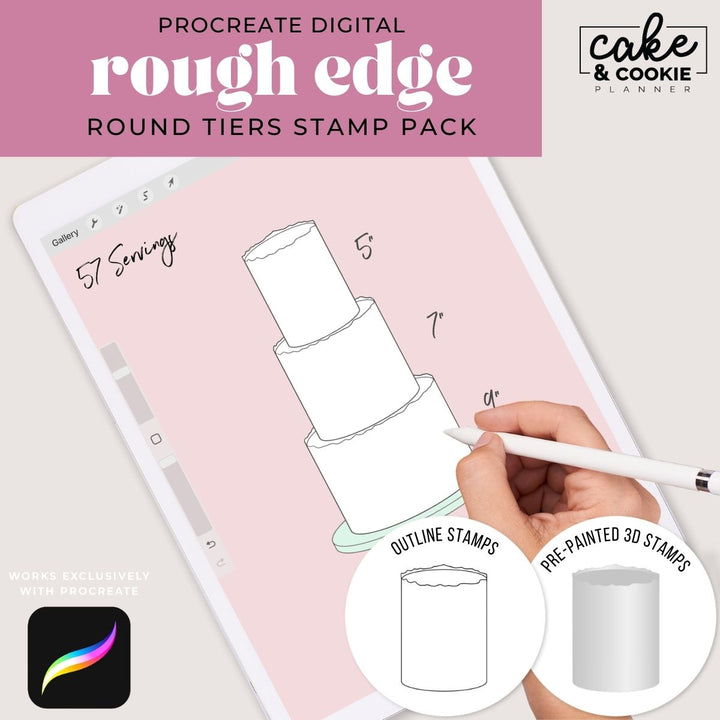 Rough Edge Round Cakes Procreate Pack - Digital Cake Sketching