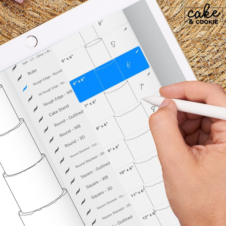 Rough Edge Round Cakes Procreate Pack - Digital Cake Sketching