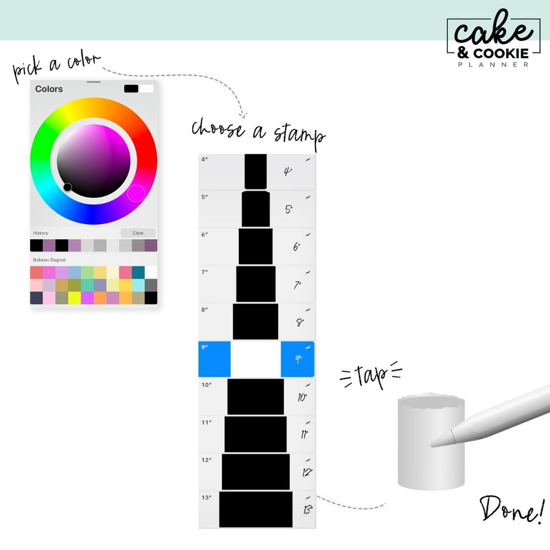 Rough Edge Round Cakes Procreate Pack - Digital Cake Sketching