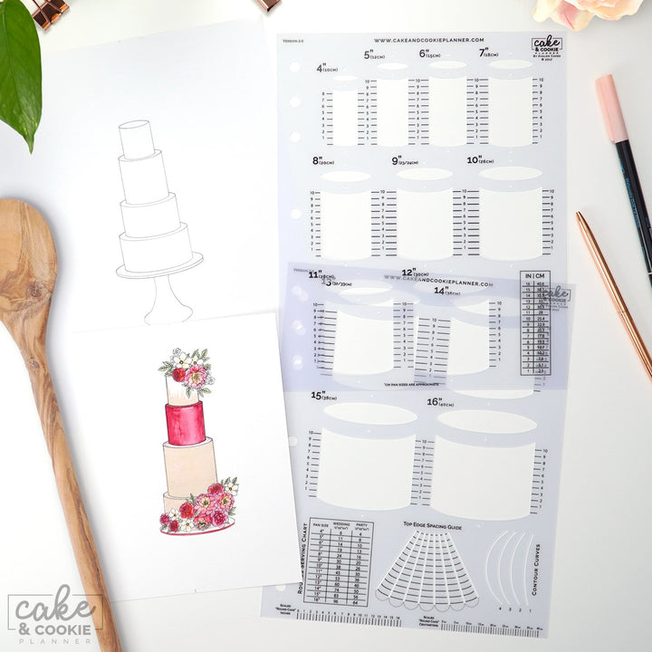 Essentials Cake Sketching Templates BUNDLE - Rounds, Squares & Elements