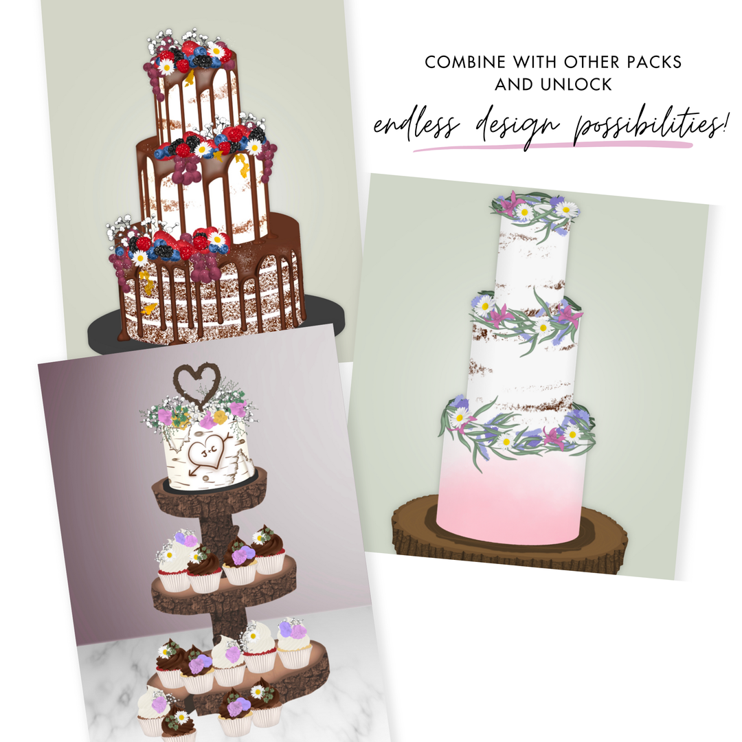 Rustic Cake Procreate Stamps Pack - Digital Cake Sketching