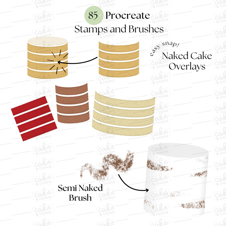 Rustic Cake Procreate Stamps Pack - Digital Cake Sketching