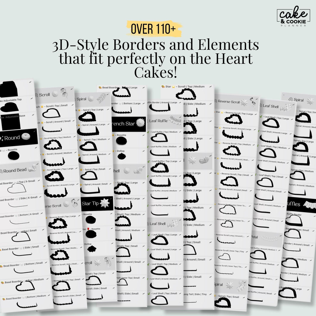 Vintage Heart Procreate Pack - Digital Cake Sketching