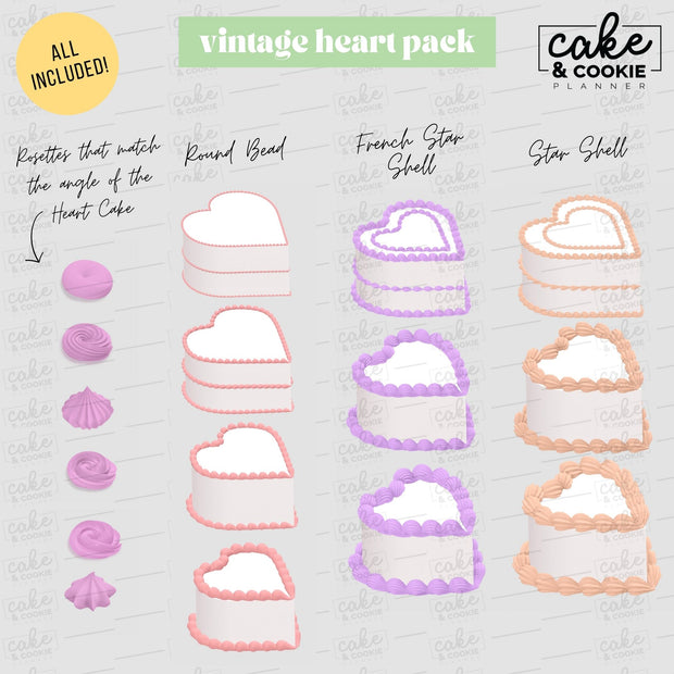 Vintage Heart Procreate Pack - Digital Cake Sketching