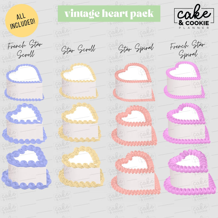 Vintage Heart Procreate Pack - Digital Cake Sketching