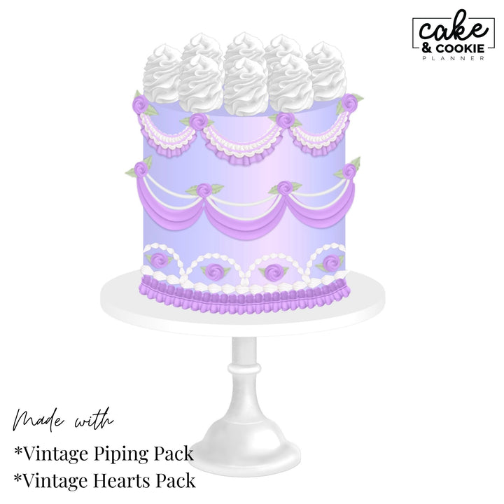 Vintage Piping Swags and Brushes Procreate Pack - Digital Cake Sketching