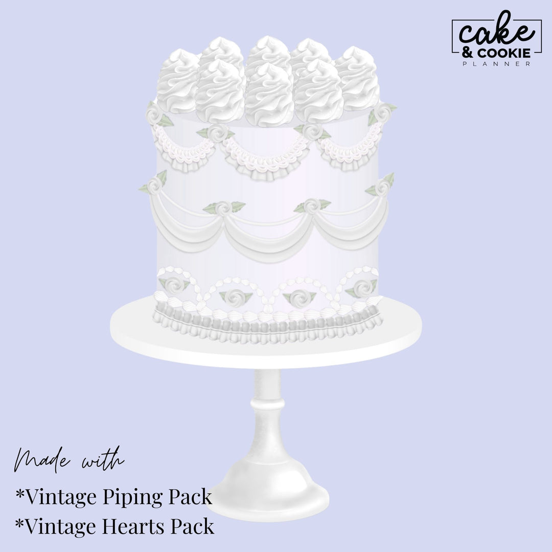 Vintage Piping Swags and Brushes Procreate Pack - Digital Cake Sketching