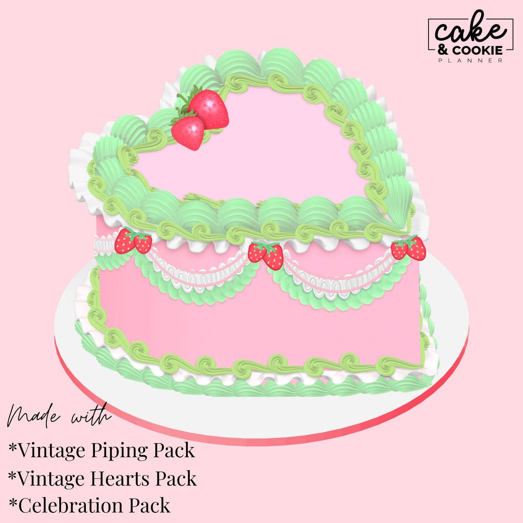 Vintage Piping Swags and Brushes Procreate Pack - Digital Cake Sketching