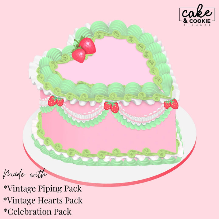 Vintage Piping Swags and Brushes Procreate Pack - Digital Cake Sketching