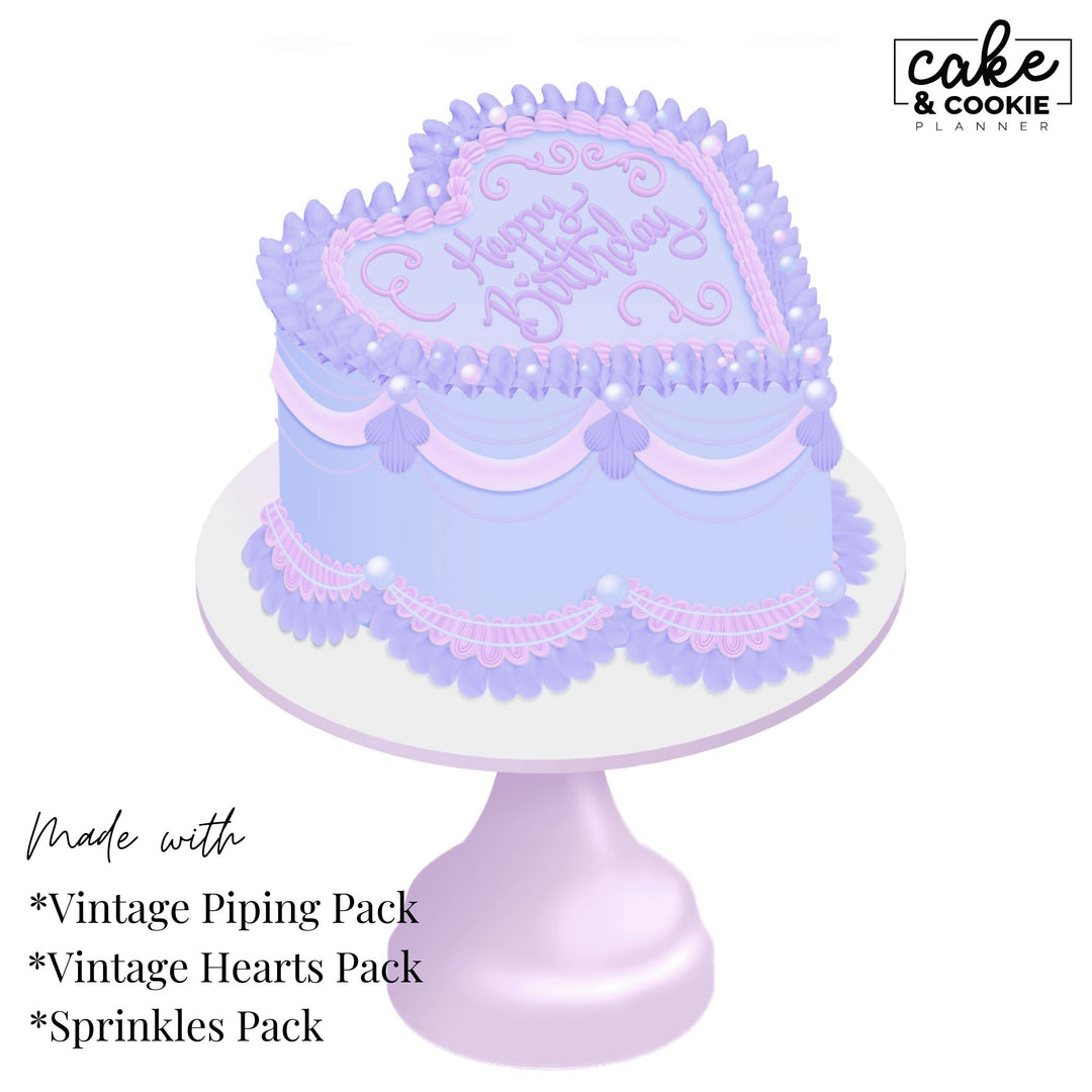 Vintage Heart Procreate Pack - Digital Cake Sketching