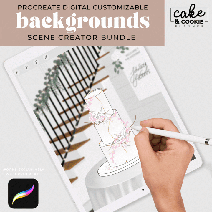 Background & Scene Creator Procreate Pack no.1 - Digital Cake Sketching