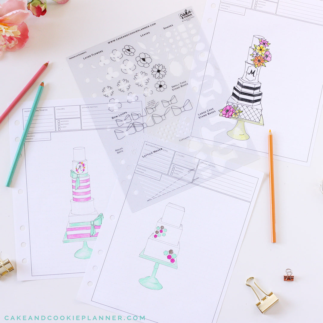 Essentials Cake Sketching Templates BUNDLE - Rounds, Squares & Elements