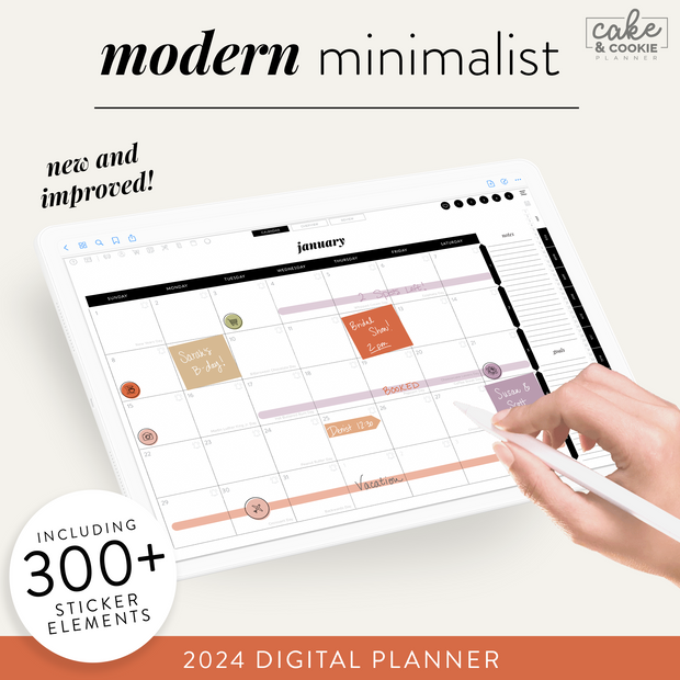 2024 Digital Planner for iPad and Tablets - Modern Minimalist