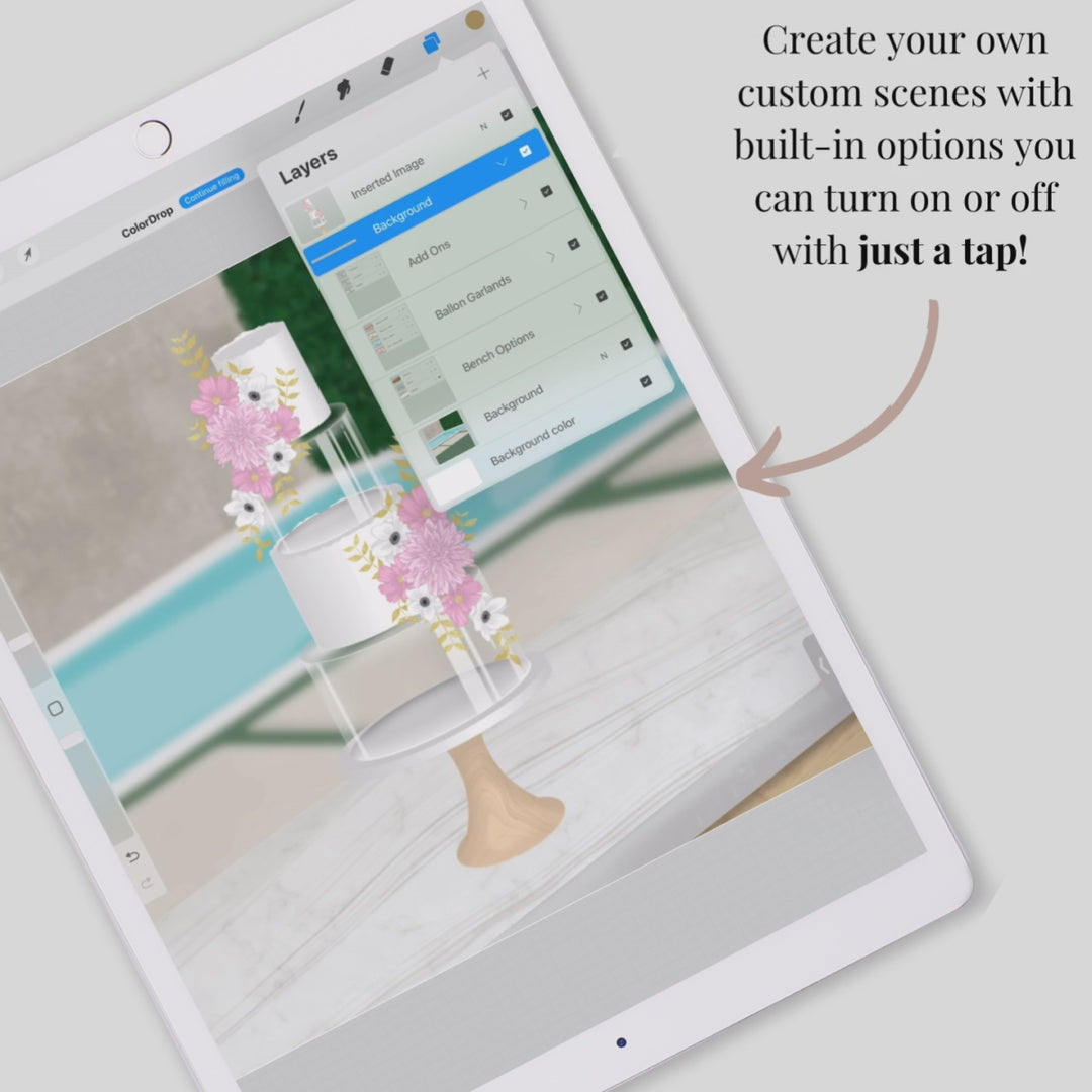 Background & Scene Creator Procreate Pack no.1 - Digital Cake Sketching