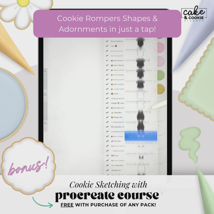 Cookie Rompers Stamps - Cookie Sketching Design Tools for Procreate