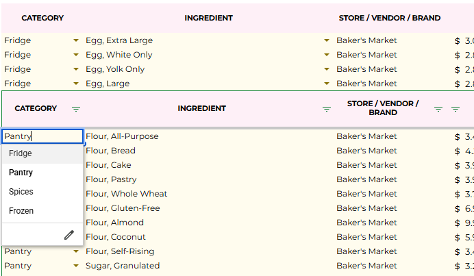 video demo of cake pricing calculator ingredients features