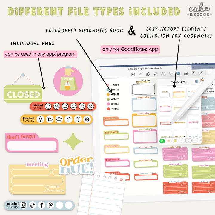 Stickies and Widgets - Baked in Color - Digital Planner Stickers