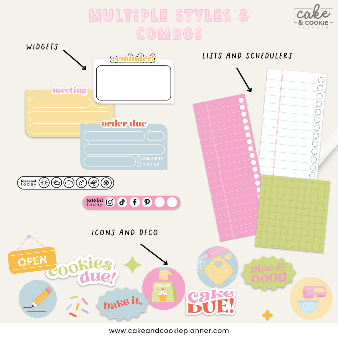 Stickies and Widgets - Baked in Color - Digital Planner Stickers